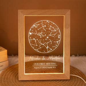 Benutzerdefinierte Konstellation Sternkarte Nachtlicht, benutzerdefinierte Sternkarte nach Datum, Verlobungsgeschenk, Geschenke für Paare, Jubiläumsgeschenk für sie, Gedenkgeschenk