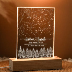 Personalised Map By Date,Constellation Chart Lamp,Custom Star Map With Light,Night Sky By Date,Wedding Party Gift,Anniversary Gift For Her