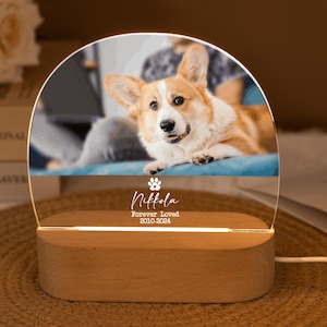 Personalised Pet Memorial Led Night Light,Pet Picture Acrylic Night Light,Bedroom Beside Light,Pet Lover Gifts,Los Of Pet Gift,Sympathy Gift