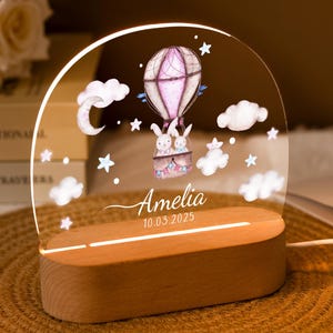 Personalised Animals Night Lamp,Baby Gift Birth,Christening Gift,Children&#39;s Room Night Light,Gift For Kids,Beside Light,Nursery Decor Lamp