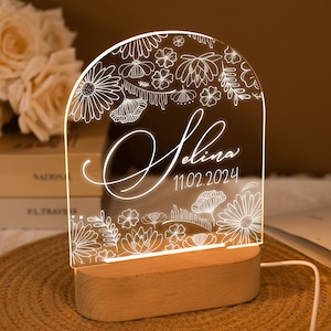 Personalised Flower Name Night Light,Nursery Lamp,Baby Bedroom Night Light,Newborn Gift,Kids Lamp With Name,Baby Girl Gifts,Birthday Gifts