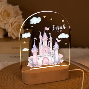 Personalised Baby Gifts,Castle Night Light With Name,Nursery Lamp,Birthday Gift For Daughter,Princess Castle LED Lamp,Baby Shower Lights