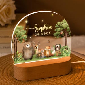 Personalised Night Lamp Forest Animals,Baby Gift Birth,Birthday Gifts For Kids,Bedroom Beside Light,Christening Gift,Newborn Gift,Home Decor