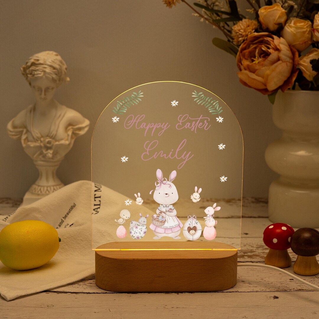 Happy Easter Spring Night Light,personalised Easter Bunny Lamp,bunny ...