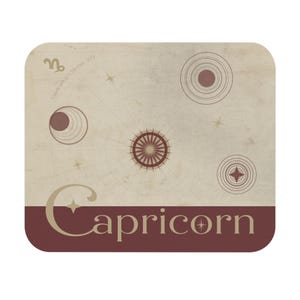 Alfombrilla de ratón para astrología Capricornio - Diseño de carta astral celestial, color crema y rojo ladrillo