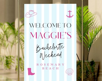 Coastal Cowgirl Bridal Sign, Bachelorette Party Welcome Sign (Canva Template)
