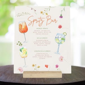 Enseigne de bar Spritz avec support, enseigne Aperol Spritz, enseigne de cocktail Limoncello Hugo Spritz pour shower de mariage, enseigne de bar de mariage, menu de cocktails