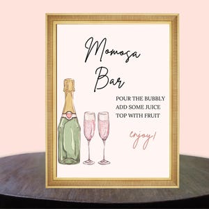 Momosa Bar Sign Baby Shower | Pink Brunch Drink Menu | Printable Mimosa Bar Sign JPG | Girl Baby Shower Sign | Digital Download