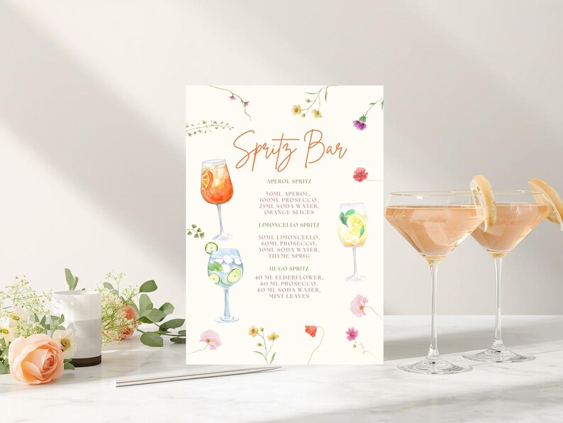 Plantilla de menú de bar de cócteles: Letrero de Aperol Spritz y Limoncello imagen 7