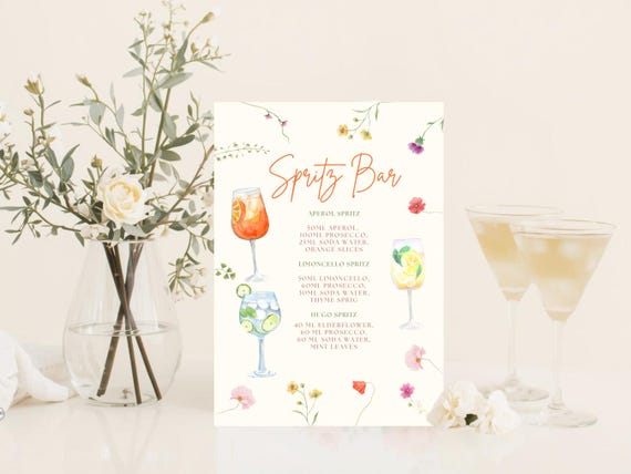 Cocktail Bar Menu Template – Aperol Spritz & Limoncello Sign