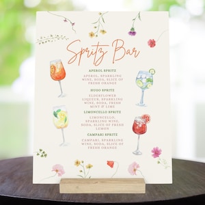 Spritz Bar Schild mit Ständer, Aperol Spritz Schild, Campari Limoncello Hugo Spritz Cocktail Schild, Brautdusche, Hochzeit Bar Schild, Cocktailkarte