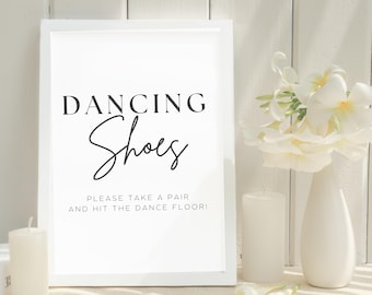 Dancing Shoes Wedding Sign: Minimalist Flip Flop Basket Decor (Digital Download)