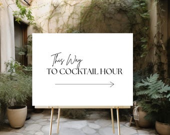 This Way To Cocktail Hour Sign, Elegant Bar Signs (Digital Download)