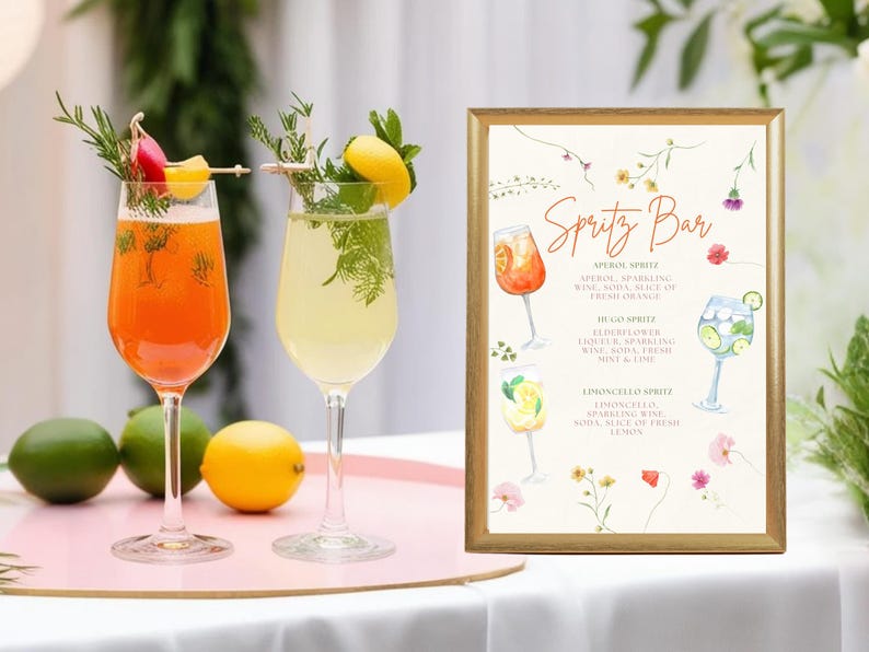 Digital download Spritz Bar Sign in 5x7" size for wedding cocktail station