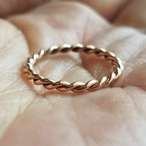 2mm Rose or Yellow Gold Twist Band Solid 14k Gold Eternity Ring Rope Wedding Band, Anniversary Ring, Promise Ring, or Stacking Ring image 2