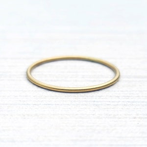 Tiny Solid 14k Gold Stacking Ring in Hammered, Matte, Notched, or Smooth Finish. 1mm Ring. image 1