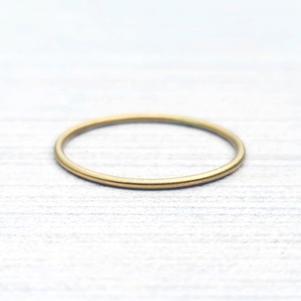 Tiny Solid 14k Gold Stacking Ring in Hammered, Matte, Notched, or Smooth Finish. 1mm Ring.