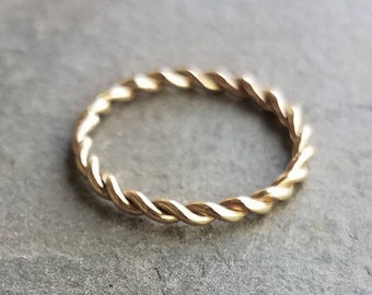 2mm Rose or Yellow Gold Twist Band - Solid 14k Gold Eternity Ring - Rope Wedding Band, Anniversary Ring, Promise Ring, or Stacking Ring