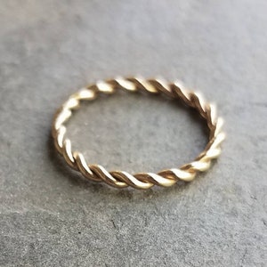 2mm Rose or Yellow Gold Twist Band Solid 14k Gold Eternity Ring Rope Wedding Band, Anniversary Ring, Promise Ring, or Stacking Ring image 1