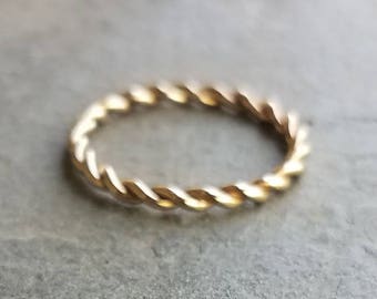 14k Gold Twist Wedding Band: Braided Rope Eternity Ring