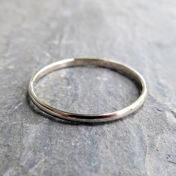 14k witgouden trouwring: eenvoudige dunne ring, hoogglans of mat