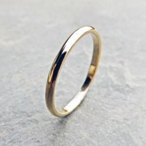 2mm Classic Gold Wedding Band, 14k Yellow, White, or Rose Gold, Traditional Half Round Domed Ring, Choose Polished or Matte Finish