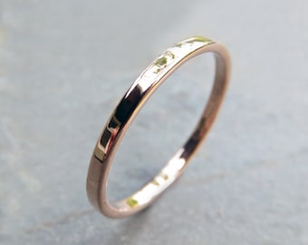 Thin Rose Gold Wedding Band - 2mm Wedding Ring in Recycled Solid 14k Gold - Polished or Matte Rose Gold Wedding Band or Flat Stacking Ring