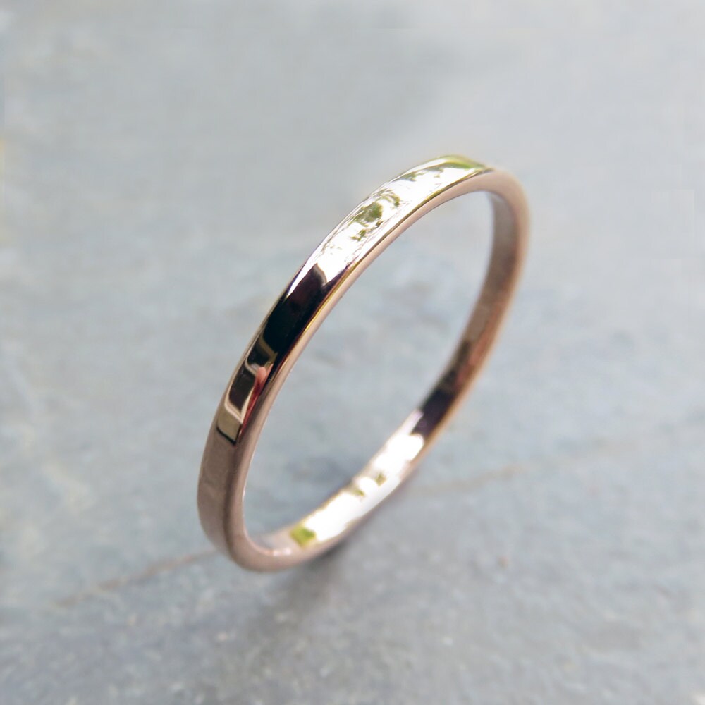 Thin Rose Gold Wedding Band 2mm Wedding Ring in Recycled Solid 14k