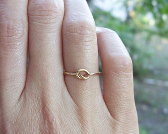 Gold Love Knot Promise Ring in Solid 14k Yellow, Rose, or White Gold.