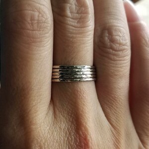 Tiny Solid 14k White Gold Stacking Ring. Hammered, Matte , or Smooth Finish. 1mm Thin Gold Band. image 8