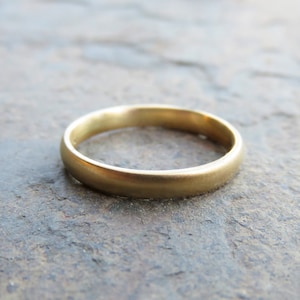 14k Yellow Gold Wedding Band: 3mm Matte Comfort Fit Ring