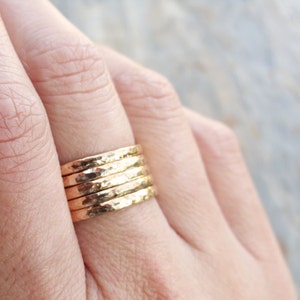 Five Golden Rings GF Edition Set of Hammered Gold Fill Stacking Rings image 3