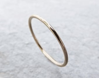 1mm Thin Solid 10k Gold Stacking Ring: Hammered, Matte, or Notched Bark Band