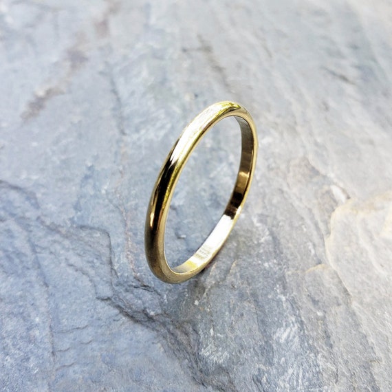 2mm Solid 18k Gold Wedding Band. Yellow Gold Classic Wedding Ring