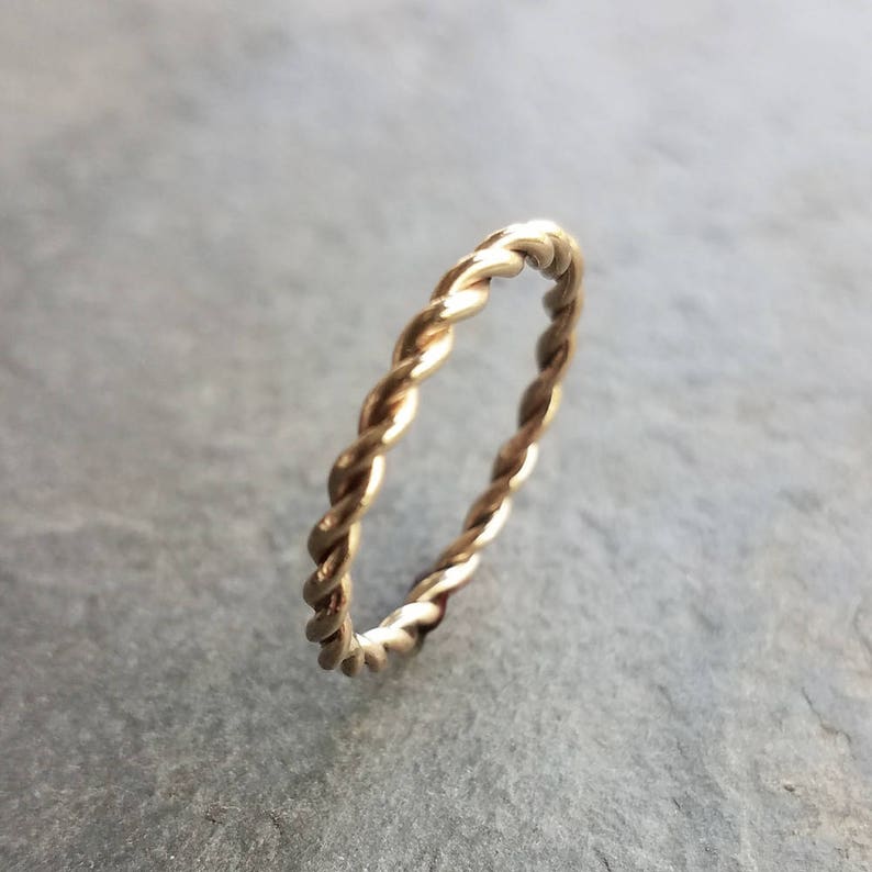 2mm Rose or Yellow Gold Twist Band Solid 14k Gold Eternity Ring Rope Wedding Band, Anniversary Ring, Promise Ring, or Stacking Ring image 9