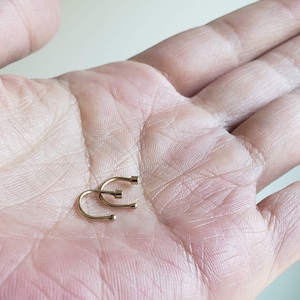 Solid 14k Gold Peekaboo Open Hoop Huggie Earring. Tiny Gold Dot in Yellow, Rose, or Palladium White Gold with Ball End. NotForCartilage. image 6