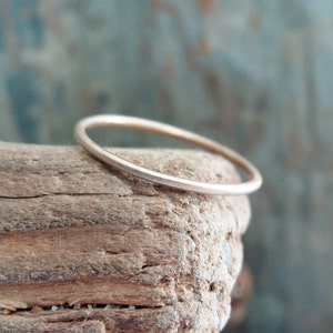 Tiny Solid 14k Gold Stacking Ring in Hammered, Matte, Notched, or Smooth Finish. 1mm Ring. Matte