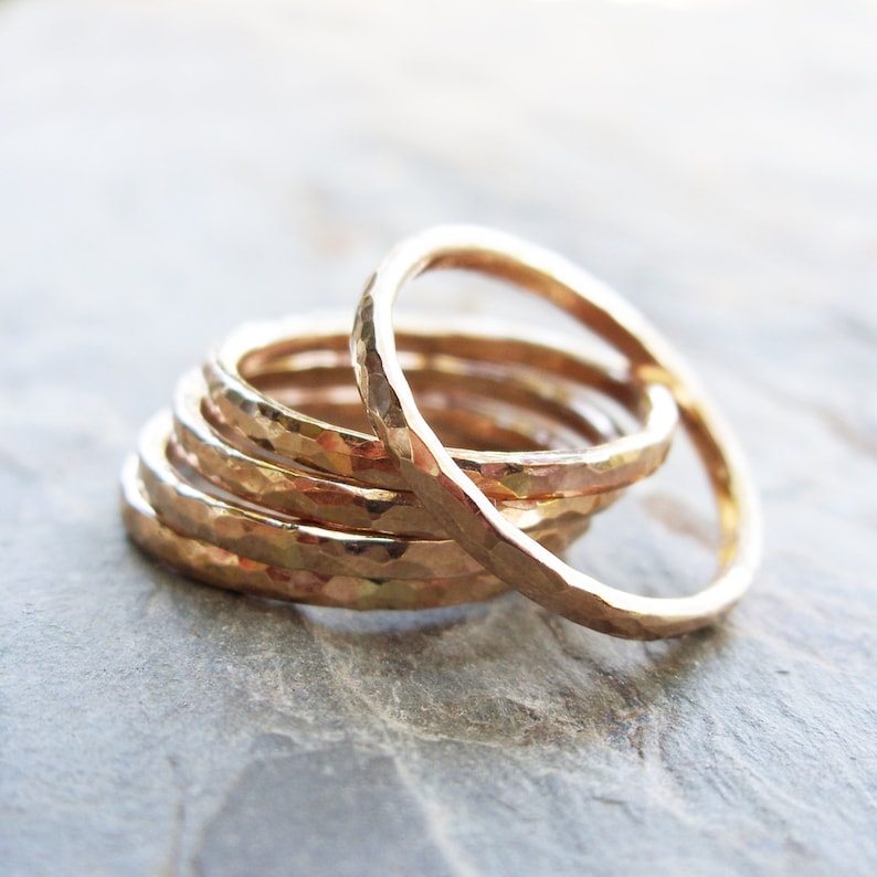 Five Golden Rings GF Edition Set of Hammered Gold Fill Stacking Rings image 5