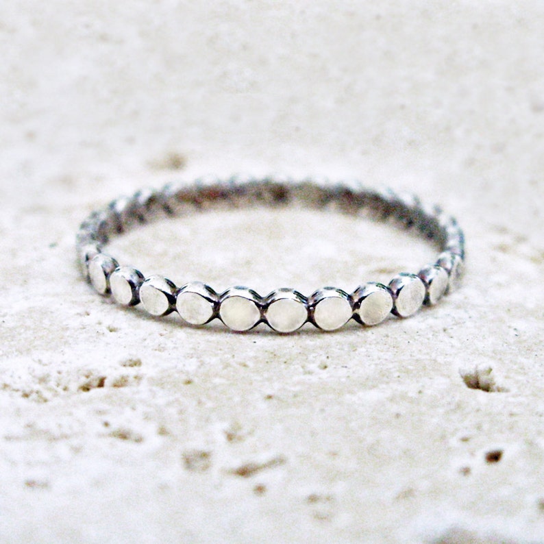 Single Sterling Silver Stacking Band of Tiny Dots Cobblestone Path Pebble Stacking Ring image 1