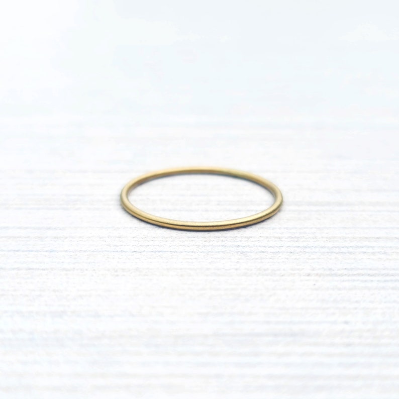 Tiny Solid 14k Gold Stacking Ring in Hammered, Matte, Notched, or Smooth Finish. 1mm Ring. image 1