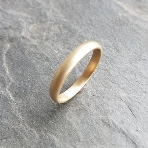 3mm Matte Gold Comfort Fit Wedding Band, Low Profile Domed Wedding Ring in Solid 14k Yellow Gold, Classic Gold Wedding Band for Men or Women image 8