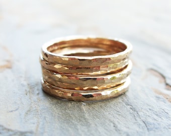 Five Golden Rings - GF Edition - Set of Hammered Gold Fill Stacking Rings