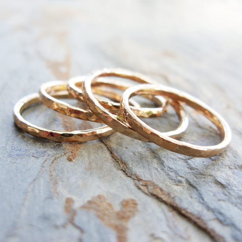 Five Golden Rings GF Edition Set of Hammered Gold Fill Stacking Rings image 4