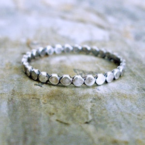 Single Sterling Silver Stacking Band of Tiny Dots Cobblestone Path Pebble Stacking Ring image 5