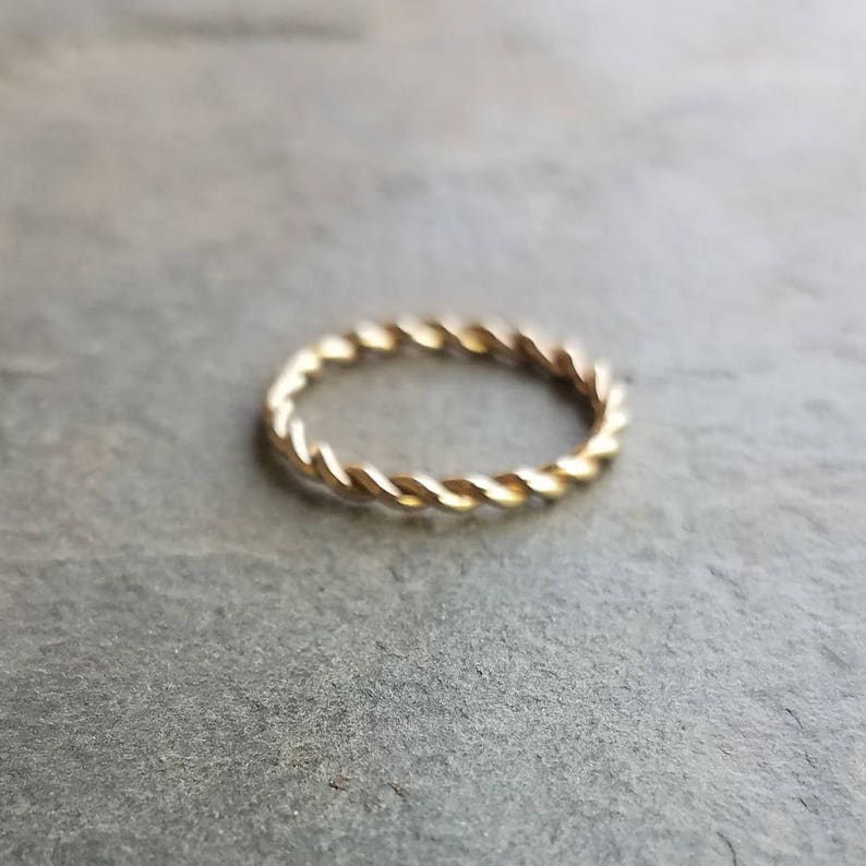 2mm Rose or Yellow Gold Twist Band Solid 14k Gold Eternity Ring Rope Wedding Band, Anniversary Ring, Promise Ring, or Stacking Ring image 5