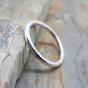 Handmade Sterling Silver 2mm Wedding Band Ring: Matte or Polished Finish