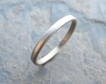 2mm 14k White Gold Wedding Band: Flat, Polished or Matte
