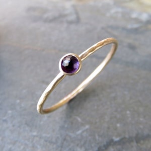 Solid 14k Gold Birthstone Ring Choose Your 3mm Stone. Tiny - Etsy