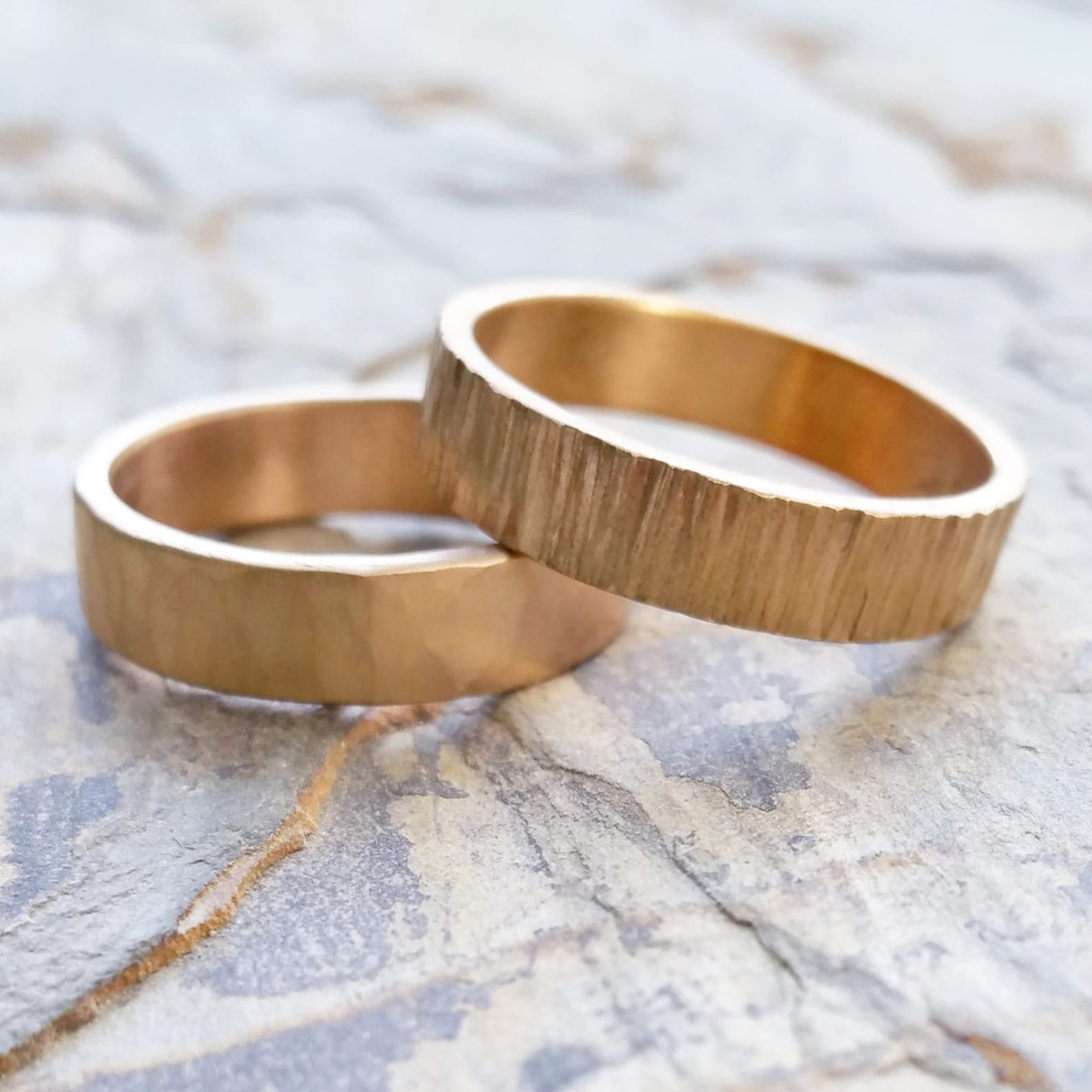 5mm Wide 14k Wood Grain Wedding Band for Men or Women Rustic Etsy