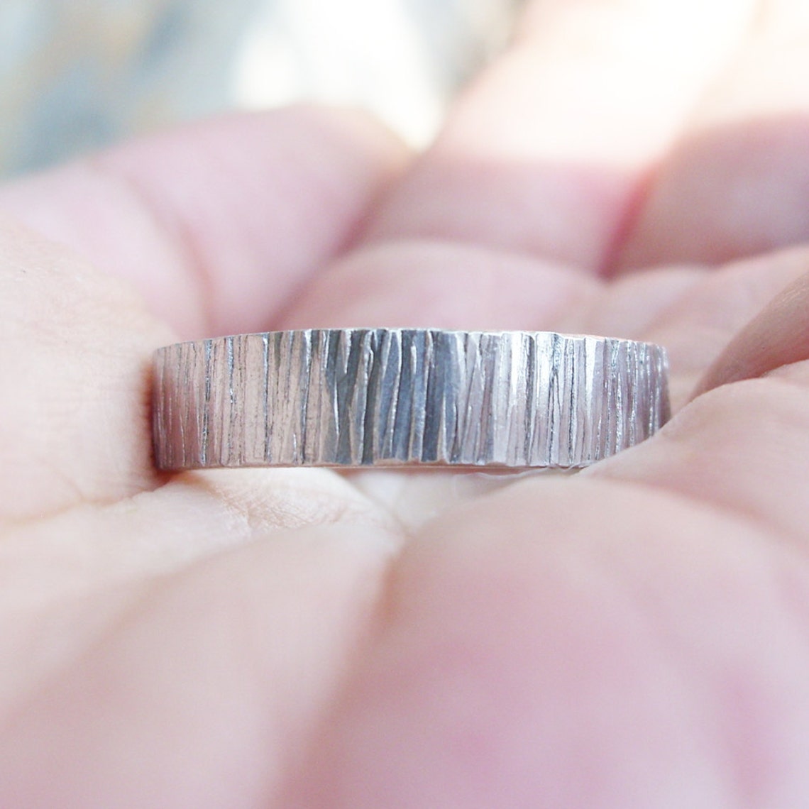 Personalized Tree Bark Wedding Band for Men or Women Bright Etsy